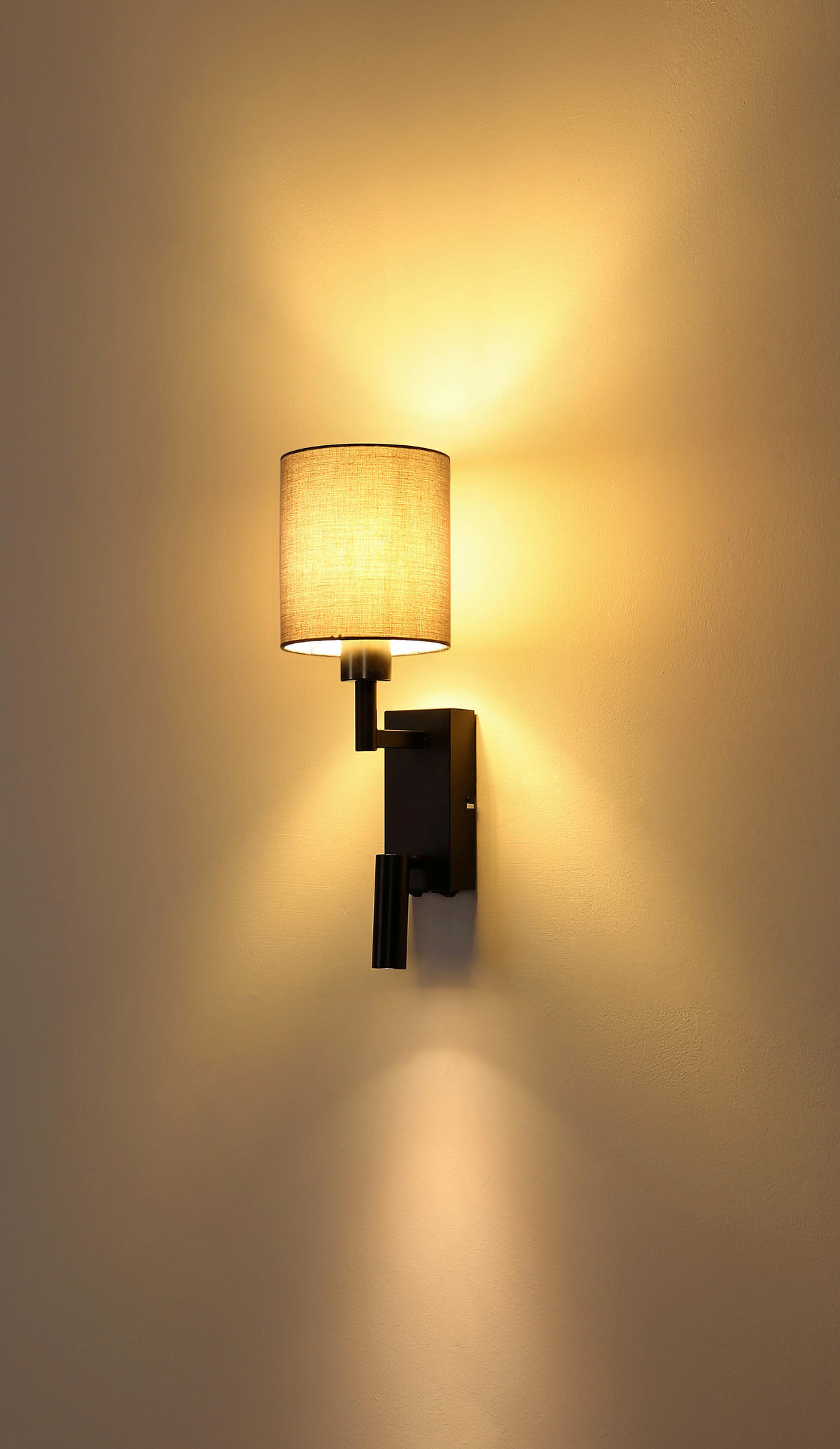 LED-WANDLEUCHTE 15/45,5 cm   - Schwarzchrom/Grau, KONVENTIONELL, Textil/Metall (15/45,5cm) - Globo