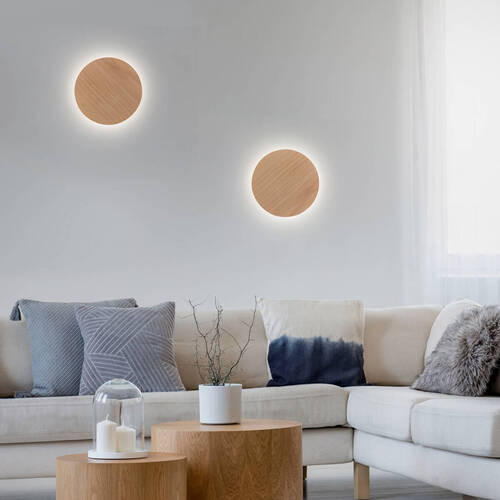 Thumbnail - Paul Neuhaus Akku-Wandleuchte Puntua, Eiche, Holz, Metall, Kunststoff, Eiche, rund,rund, 4.5x18x18 cm, aufladbar über Us...