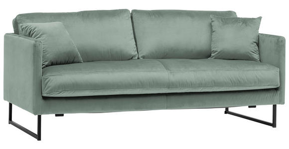 2,5-SITZER in Samt Mintgrün - Schwarz/Mintgrün, Design, Textil/Metall (180/78/84cm) - Carryhome
