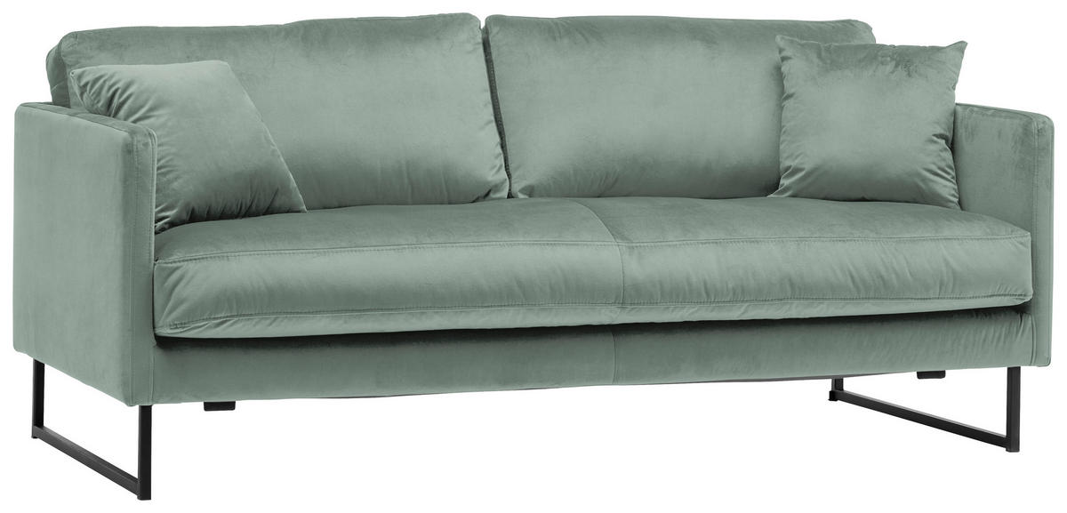 2,5-SITZER Samt Mintgrün  - Schwarz/Mintgrün, Design, Textil/Metall (180/78/84cm) - Carryhome