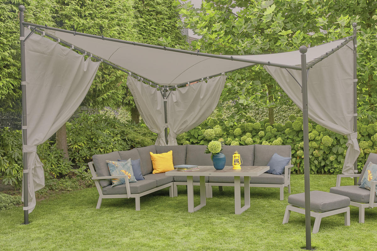 PAVILLON-SEITENTEIL  - Grau, KONVENTIONELL, Textil (400/256cm) - Siena Garden