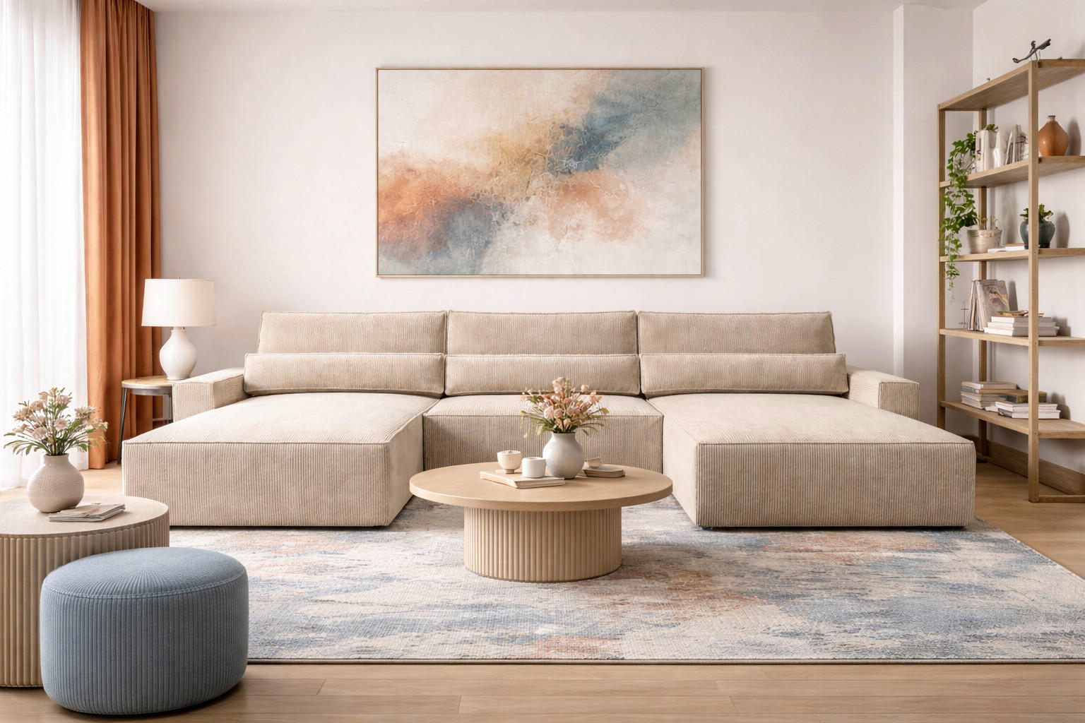 WOHNLANDSCHAFT BRAZIL U Hellbraun  - Hellbraun/Schwarz, Design, Kunststoff/Textil (200/410/200cm) - MID.YOU
