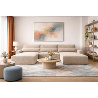 WOHNLANDSCHAFT BRAZIL U in Hellbraun  - Hellbraun/Schwarz, Design, Kunststoff/Textil (200/410/200cm) - MID.YOU