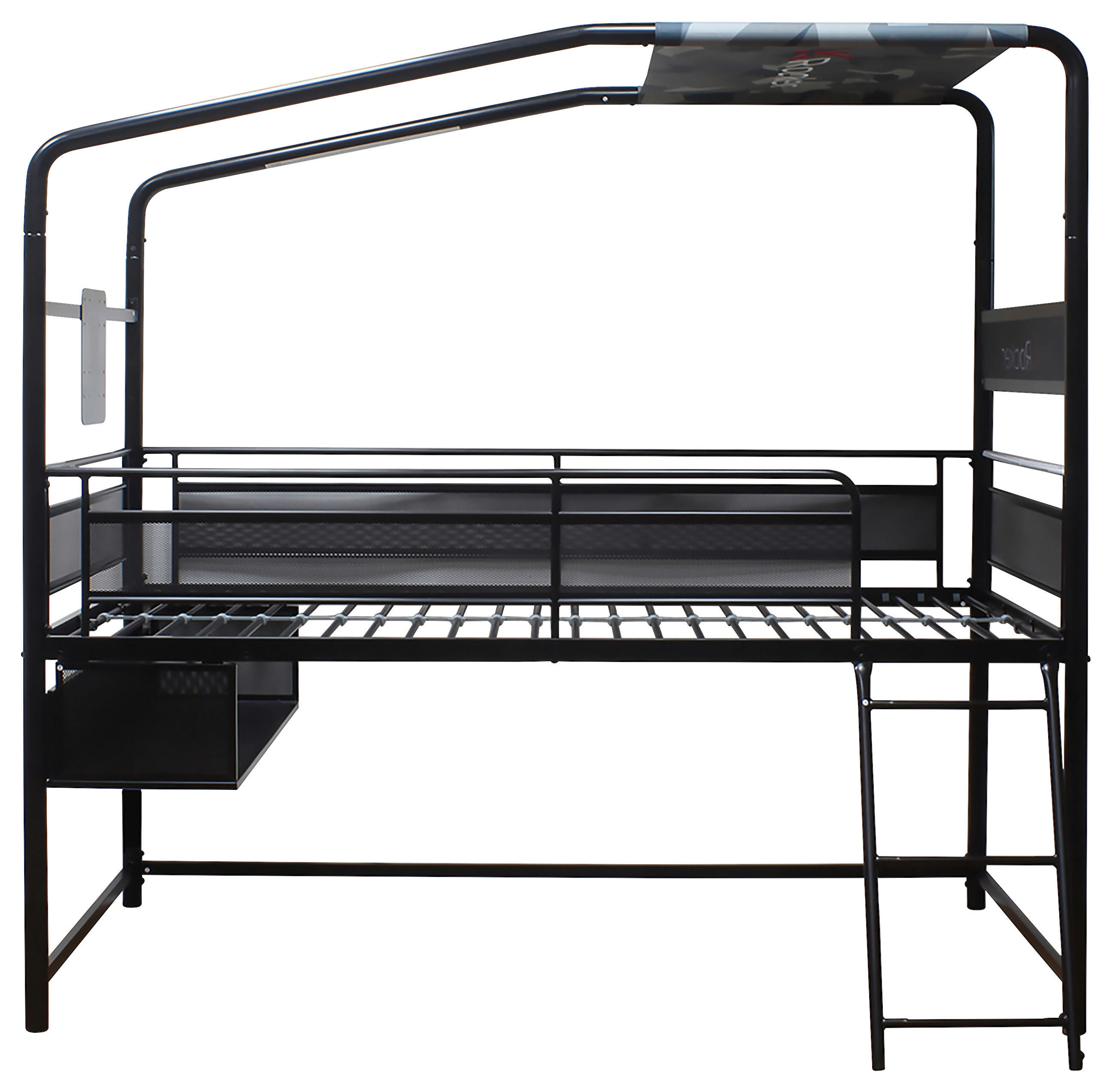 ETAGENBETT 90/190 cm,  in Schwarz, Leiter, Lattenrost  - Schwarz, MODERN, Metall (90/190cm) - X Rocker