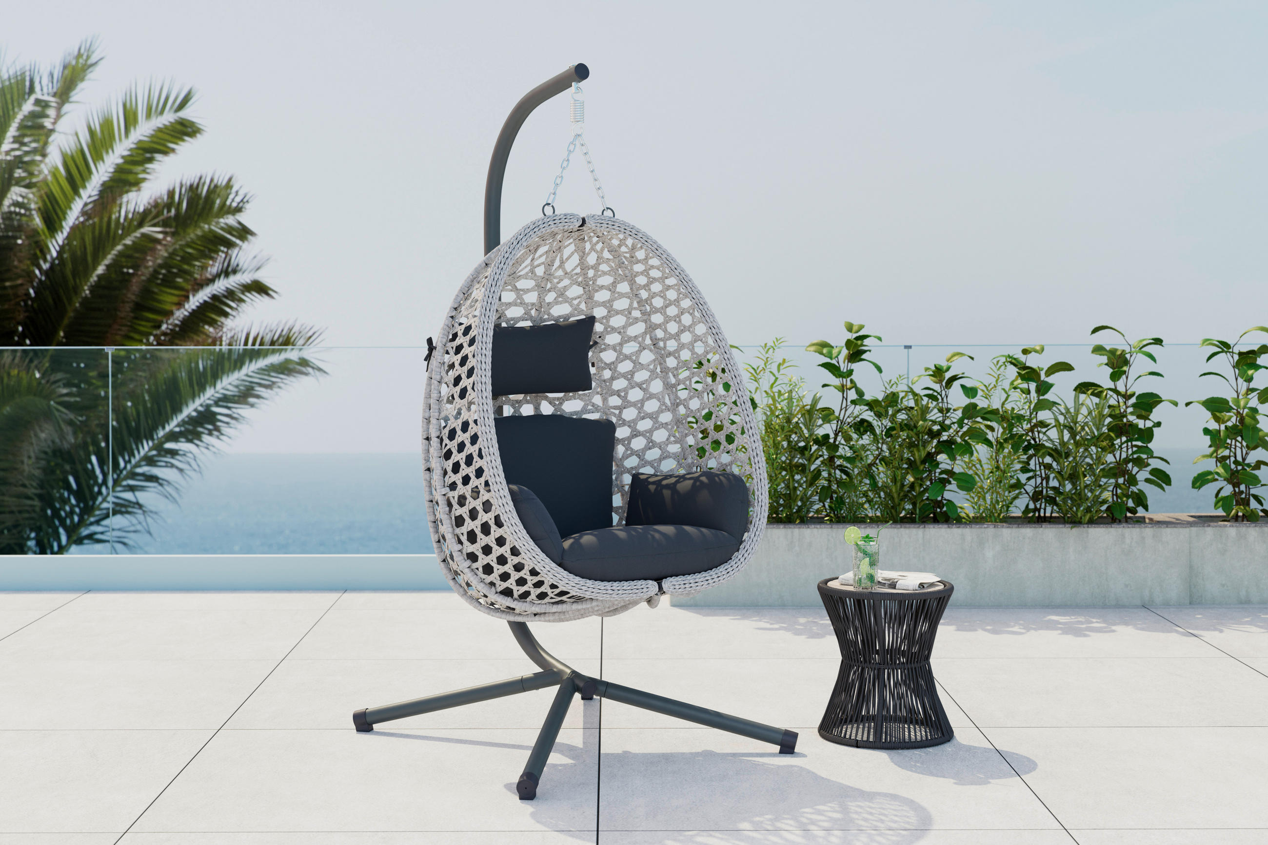 Ambia Garden Hängesessel Dunkelgrau, Grau 95x197x95 cm