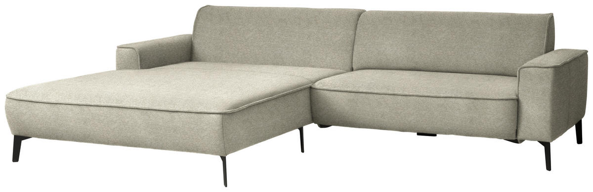 ECKSOFA in Flachgewebe Beige  190/285 cm  - Beige/Schwarz, Design, Textil/Metall (190/285cm) - Johann Jakob