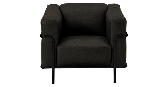 SESSEL in Echtleder Schwarz - Schwarz, Design, Leder/Metall (91/67/96cm) - Johann Jakob