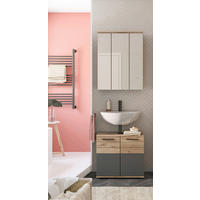 BADEZIMMER 2-teilig  in 60 cm  - Eichefarben/Schwarz, MODERN, Glas/Holzwerkstoff (60cm) - MID.YOU