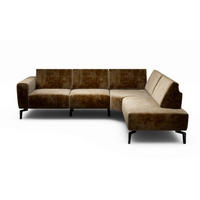 ECKSOFA Cosy Braun Samt  - Schwarz/Braun, Design, Textil/Metall (256/193cm) - SENSOO