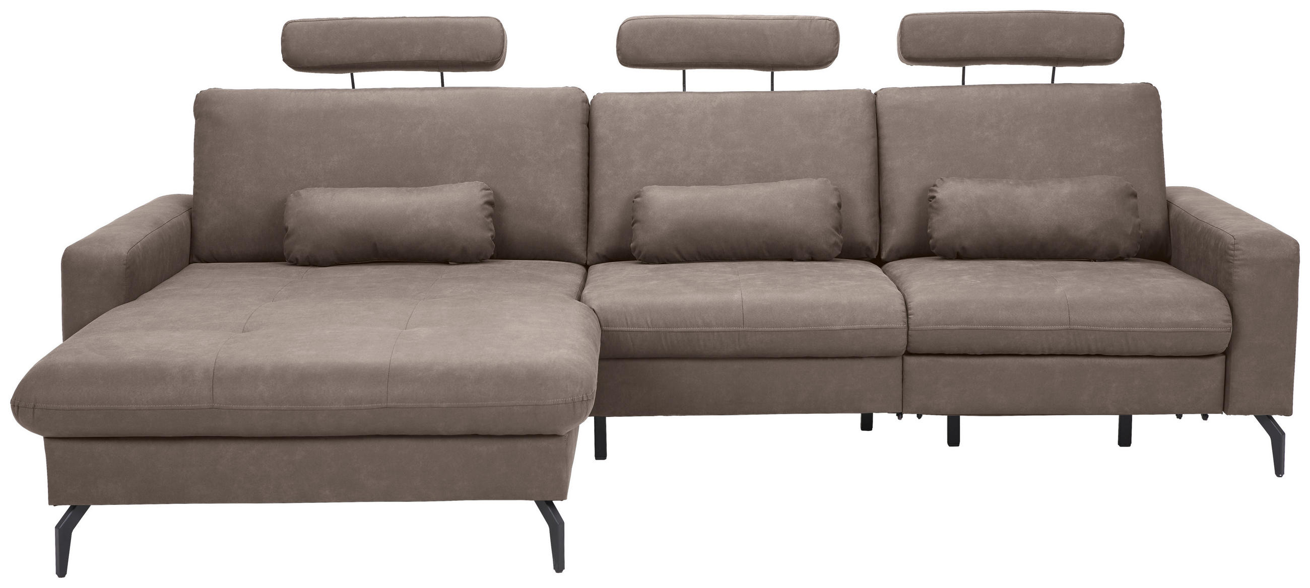 ECKSOFA Taupe Mikrofaser  - Taupe/Schwarz, KONVENTIONELL, Textil/Metall (180/302cm) - Carryhome