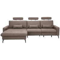 ECKSOFA Taupe Mikrofaser  - Taupe/Schwarz, KONVENTIONELL, Textil/Metall (180/302cm) - Carryhome