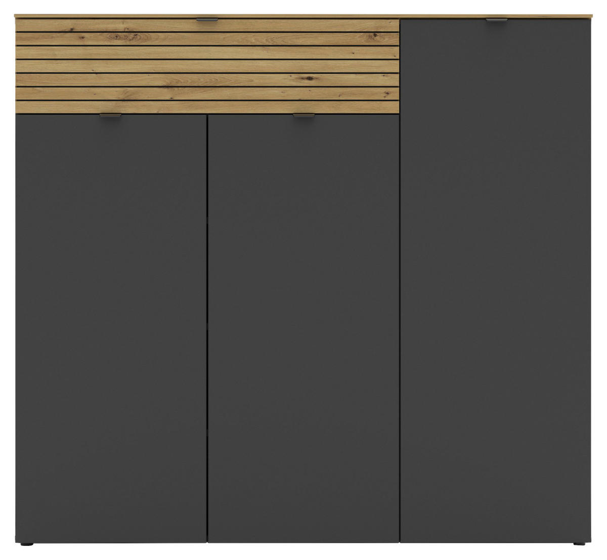 CIPŐSSZEKRÉNY 136/125/41 cm  - grafitszürke/fekete, Modern, faalapú anyag/fém (136/125/41cm) - Voleo