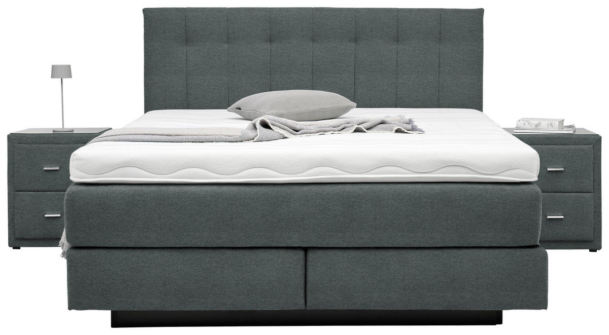 BOXSPRINGBETT 200/200 cm  in Anthrazit  - Anthrazit/Schwarz, Design, Holzwerkstoff/Kunststoff (200/200cm) - Beldomo - Sleep