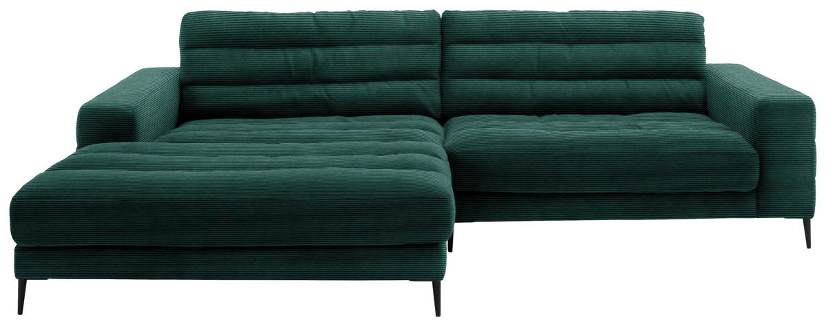 ECKSOFA Badia in Cord Grün  207/296 cm  - Schwarz/Grün, Design, Textil/Metall (207/296cm) - Dieter Knoll