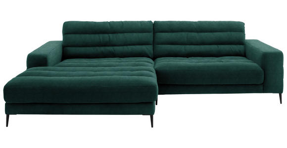 ECKSOFA Badia in Cord Grün  207/296 cm  - Schwarz/Grün, Design, Textil/Metall (207/296cm) - Dieter Knoll