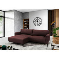 ECKSOFA Rot Flachgewebe  - Rot/Schwarz, Design, Textil/Metall (163/240cm) - MID.YOU