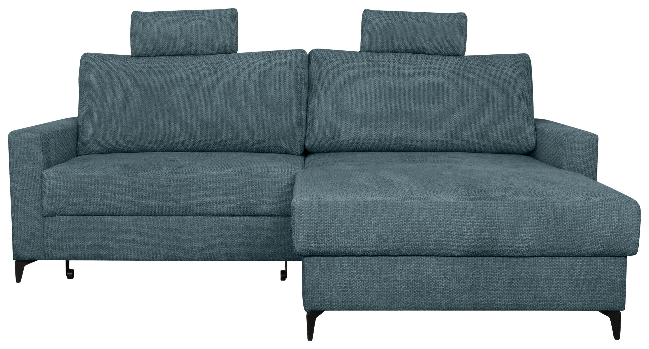 ECKSOFA Blau Struktur Rückenkissen, Bettkasten, Schlaffunktion, Rücken echt, Kopfstütze, Liegefläche im Originalstoff  - Blau/Schwarz, KONVENTIONELL, Textil/Metall (230/164cm) - Carryhome