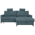 ECKSOFA Blau Struktur Rückenkissen, Bettkasten, Schlaffunktion, Rücken echt, Kopfstütze, Liegefläche im Originalstoff  - Blau/Schwarz, KONVENTIONELL, Textil/Metall (230/164cm) - Carryhome