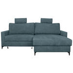 ECKSOFA Blau Struktur Rückenkissen, Bettkasten, Schlaffunktion, Rücken echt, Kopfstütze, Liegefläche im Originalstoff  - Blau/Schwarz, KONVENTIONELL, Textil/Metall (230/164cm) - Carryhome