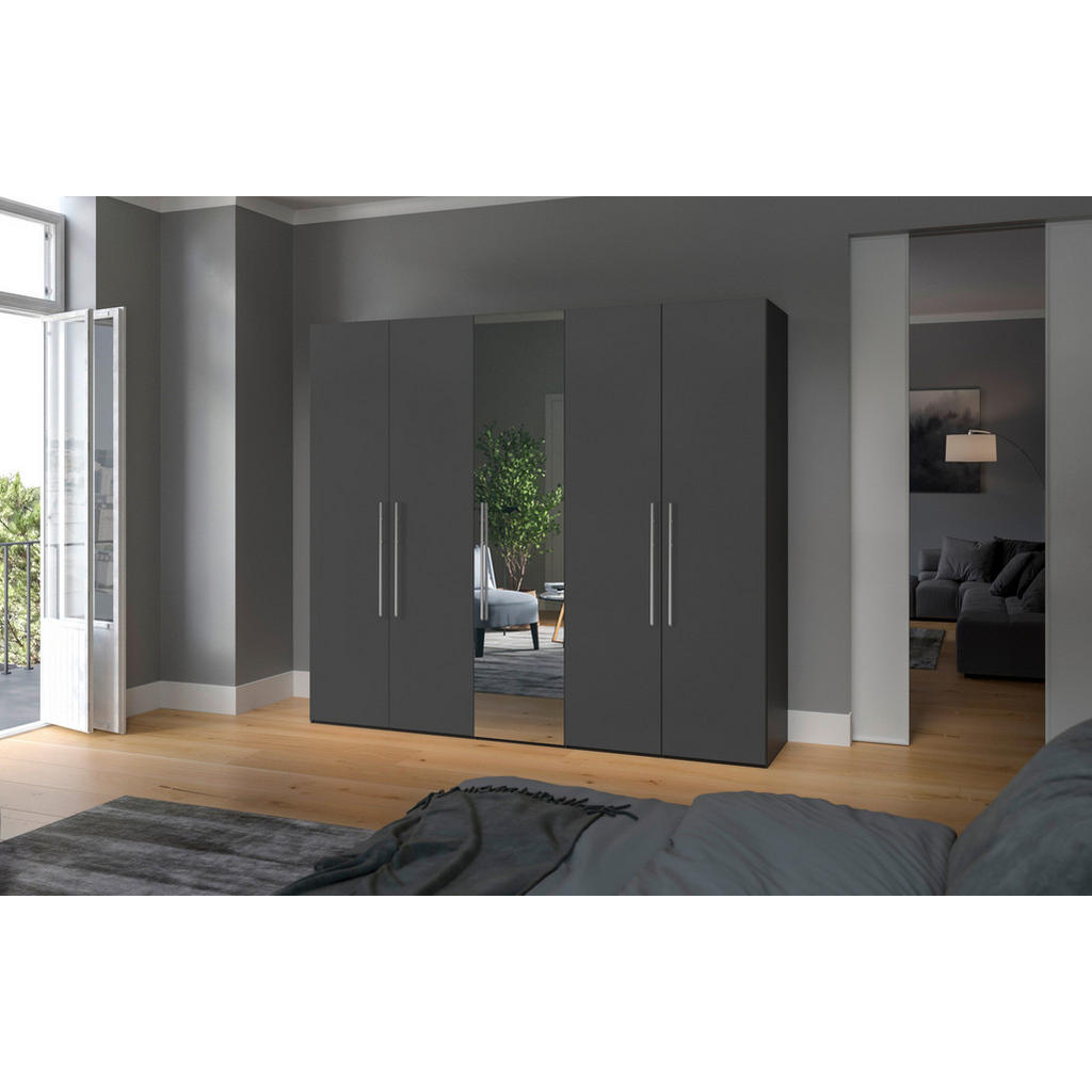 Thumbnail - Boxxx Drehtürenschrank, Anthrazit, Schwarz, Holzwerkstoff, 3 Fächer, 253x236x59 cm, erweiterbar, Beimöbel erhältlich, um...