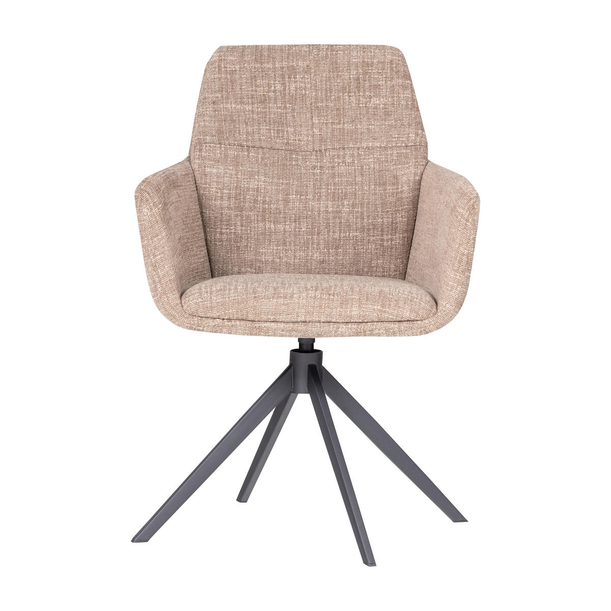 ARMLEHNSTUHL  Sitzfläche 360° drehbar Webstoff  Sandfarben  - Sandfarben/Schwarz, MODERN, Textil/Metall (61/88/63cm) - Livetastic