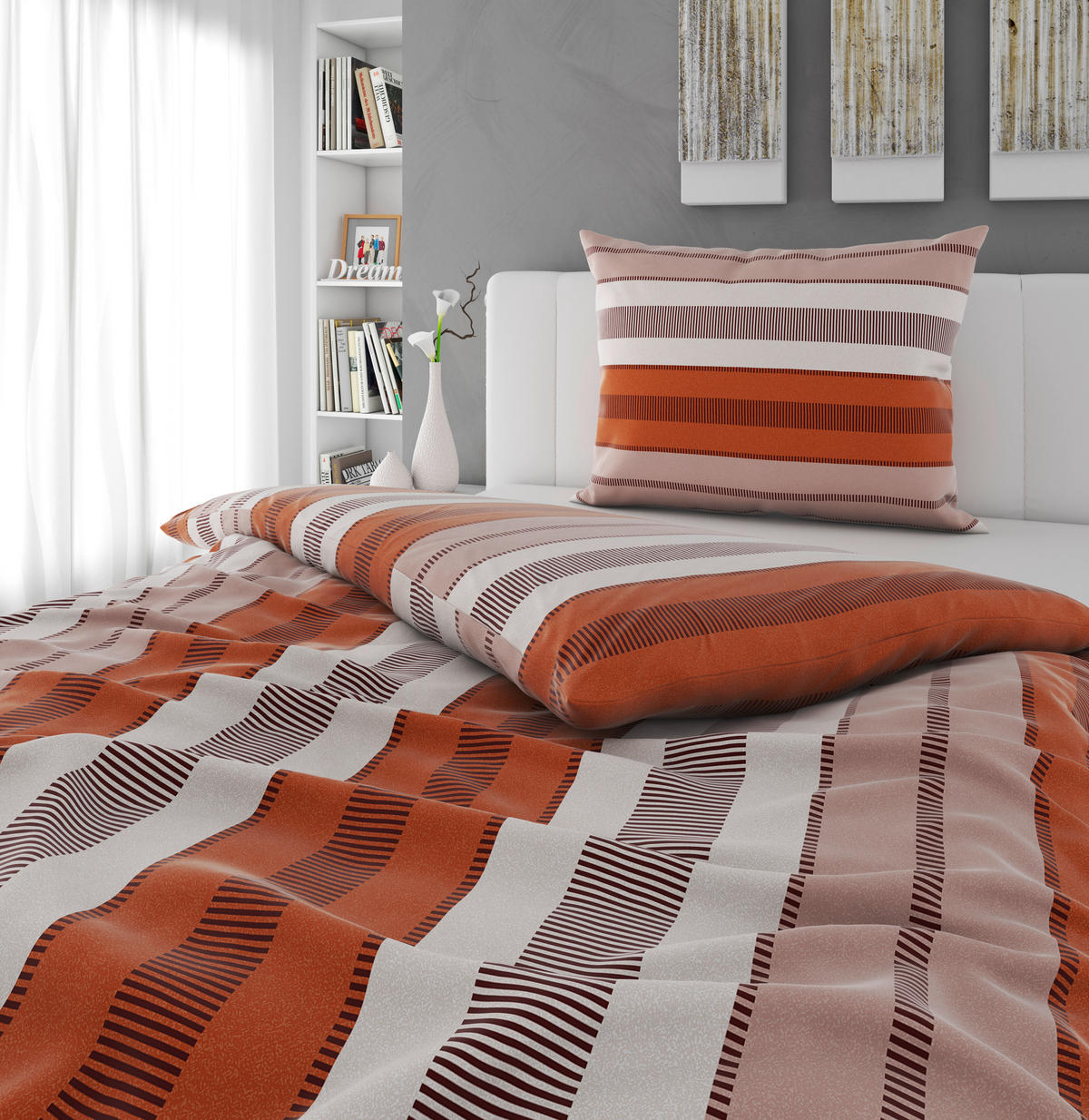 BETTWÄSCHE Mavie Satin 140/200 cm  - Orange, Basics, Textil (140/200cm) - Novel