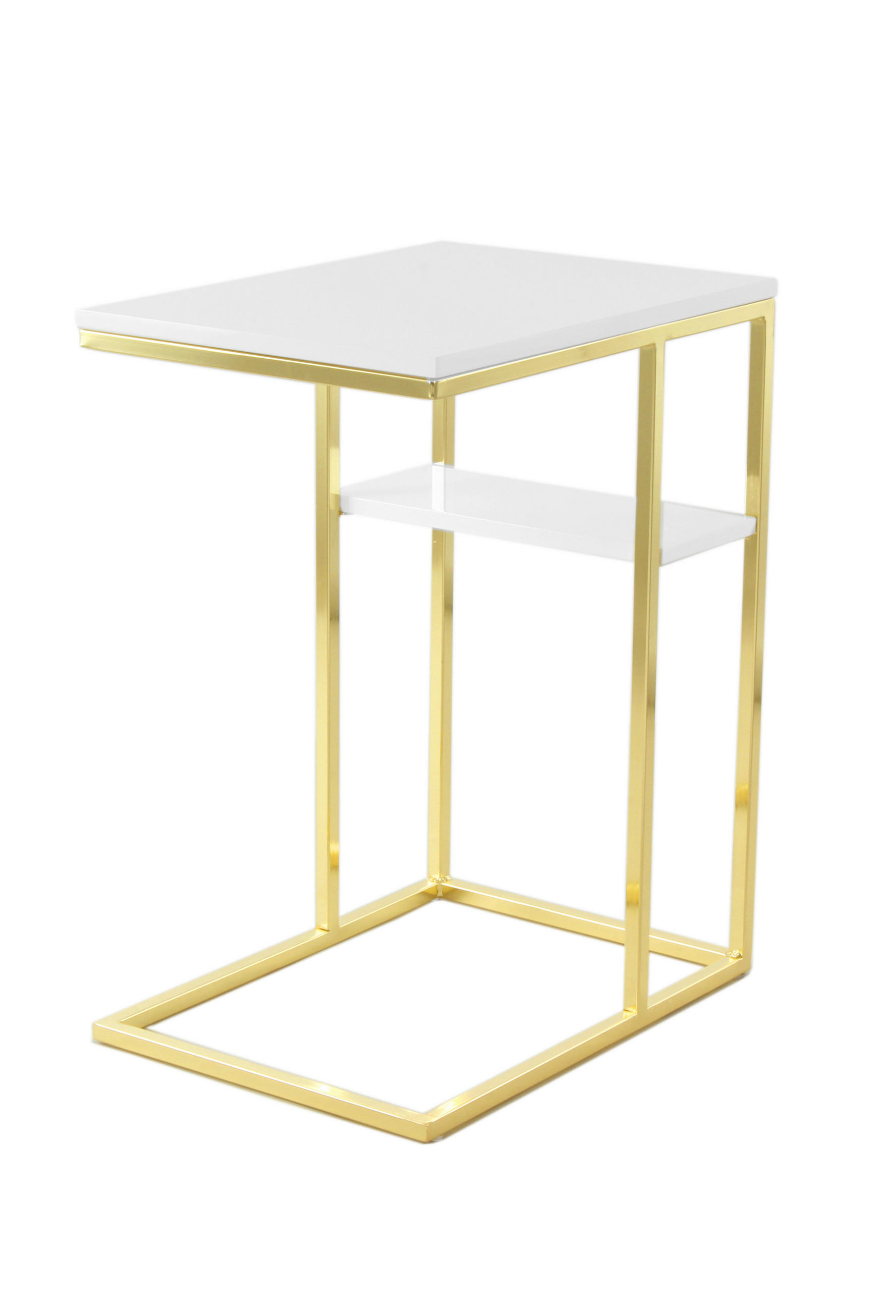 BEISTELLTISCH 48/35/62 cm Weiß, Goldfarben rechteckig  - Goldfarben/Weiß, Design, Metall (48/35/62cm) - Kayoom