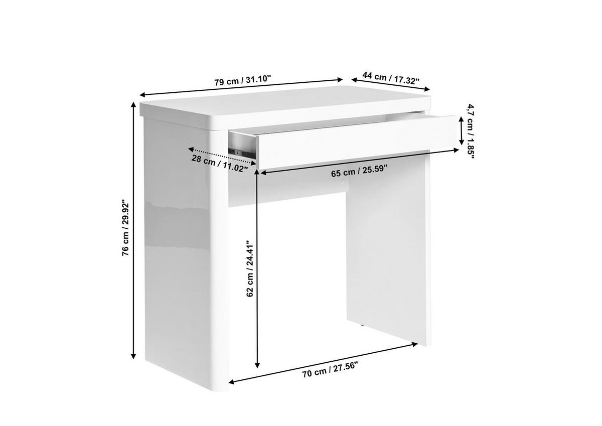 SCHREIBTISCH 79/44/76 cm  in Weiß  - Weiß, KONVENTIONELL, Holzwerkstoff (79/44/76cm) - Venda
