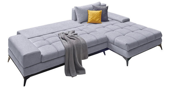 ECKSOFA Hellgrau Webstoff - Hellgrau/Schwarz, Design, Textil/Metall (315/212cm) - Carryhome