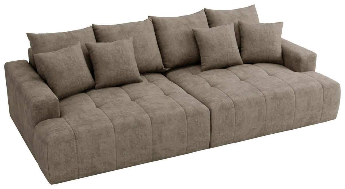 BIGSOFA ADELE Chenille Hellbraun  - Hellbraun/Schwarz, Design, Kunststoff/Textil (270/85/136cm) - Livetastic
