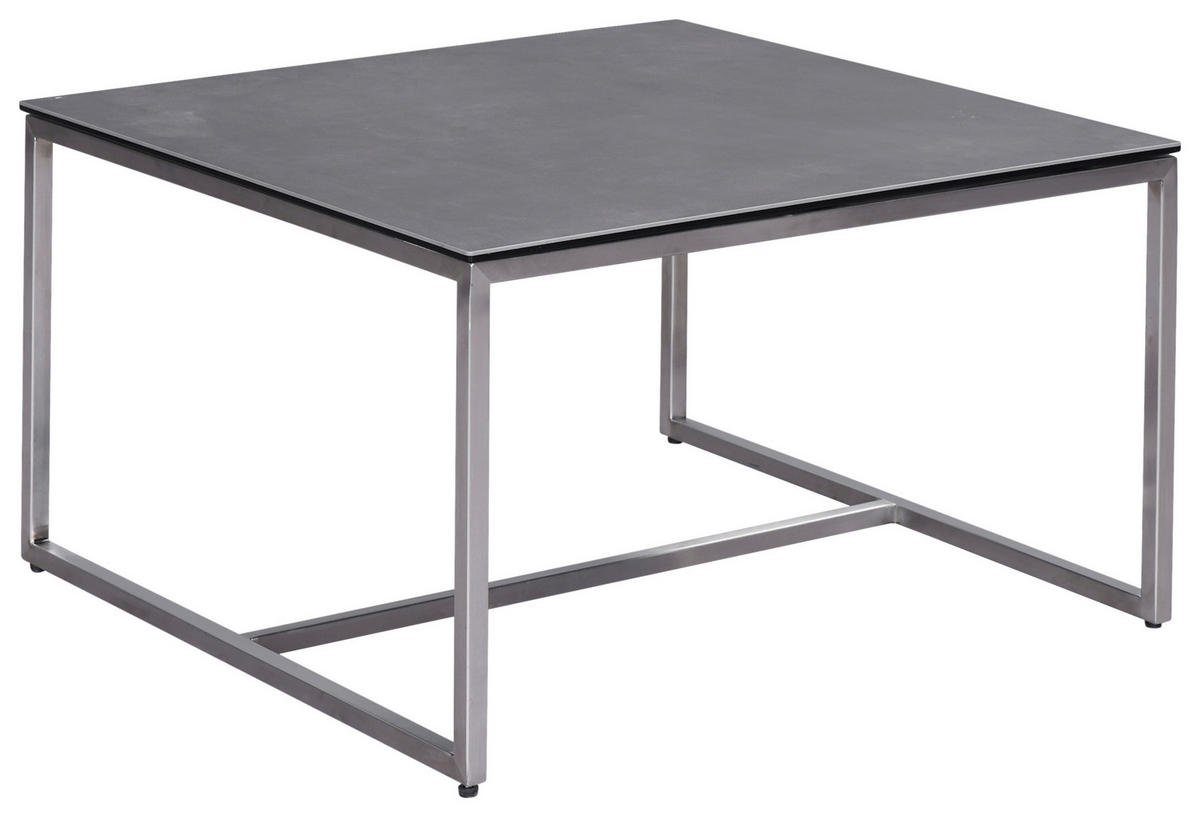 COUCHTISCH in Metall, Glas, Keramik 70/70/42 cm  - Edelstahlfarben/Anthrazit, Design, Glas/Keramik (70/70/42cm) - Novel