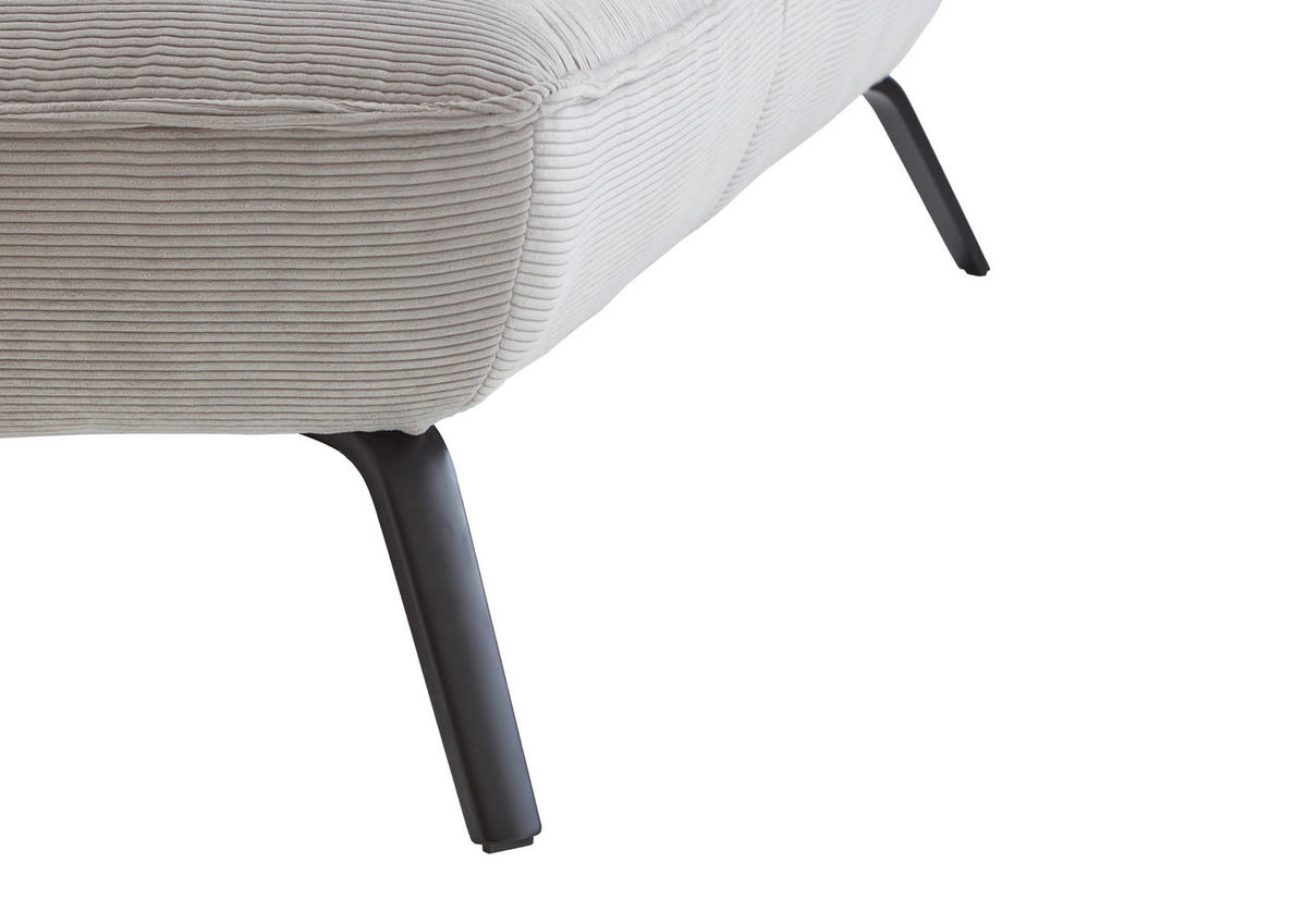 ECKSOFA in Cord Silberfarben  - Silberfarben/Schwarz, Design, Textil/Metall (202/301cm) - Moderano