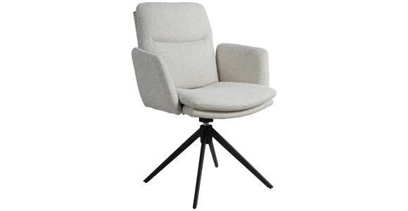 ARMLEHNSTUHL in Eisen Webstoff - Beige/Schwarz, Design, Textil/Metall (62/88/64cm) - Novel