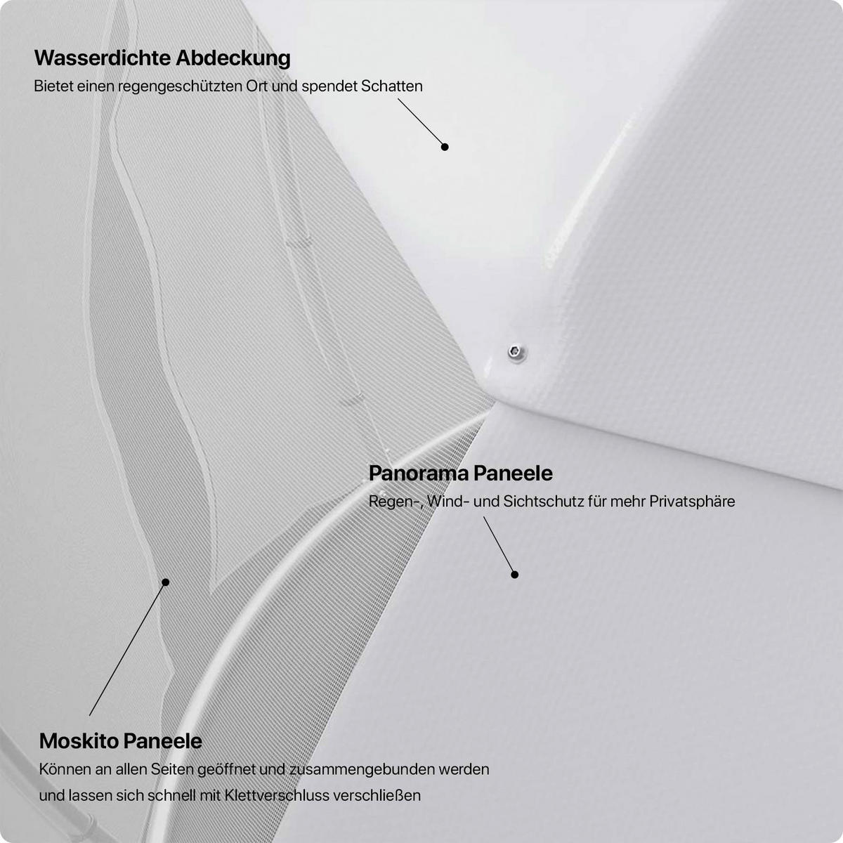 PAVILLON 372/250/372 cm Aluminium  - Silberfarben/Weiß, Basics, Textil/Metall (372/250/372cm)