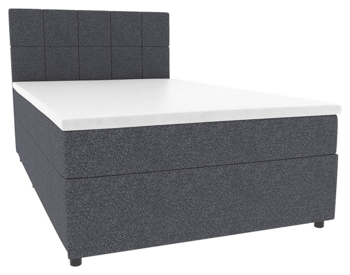 BOXBETT 120/200 cm,  in Blau, Matratze, Topper, Bettschublade, H3 = fest  - Blau/Schwarz, KONVENTIONELL, Kunststoff/Textil (120/200cm) - Boxxx