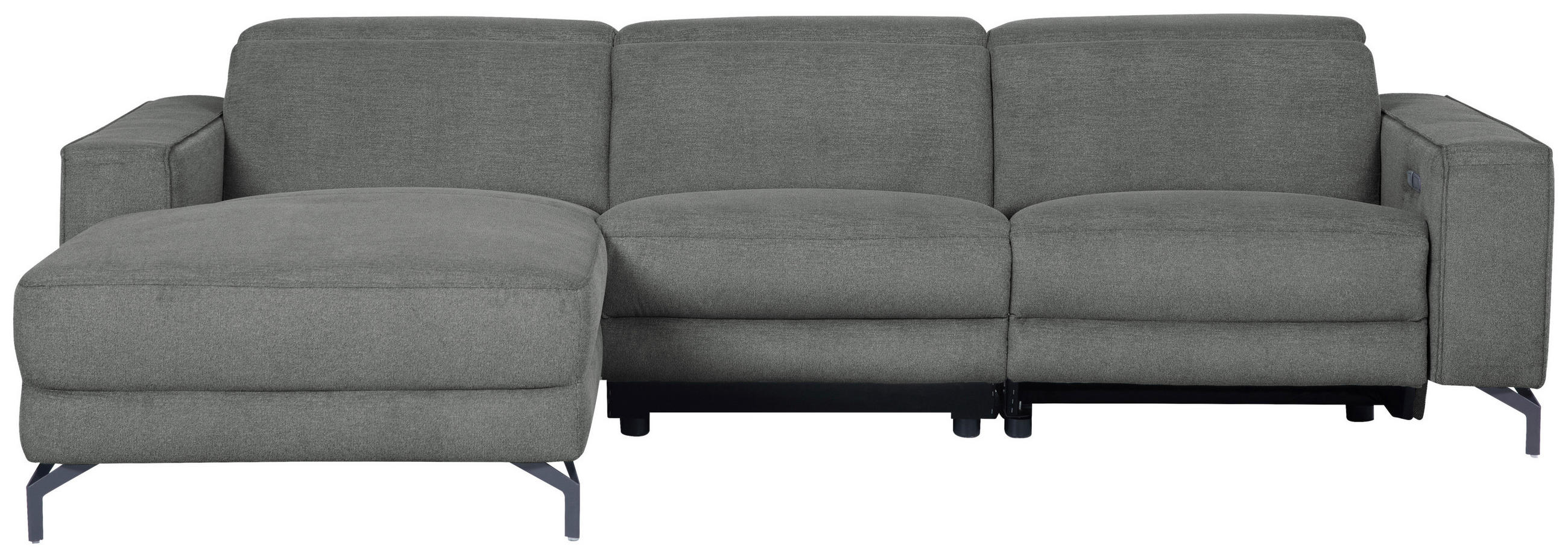 ECKSOFA Grau Webstoff  - Schwarz/Grau, Design, Textil/Metall (176/278cm) - Livetastic