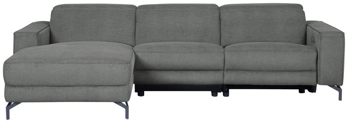 ECKSOFA Grau Webstoff  - Schwarz/Grau, Design, Textil/Metall (176/278cm) - Livetastic