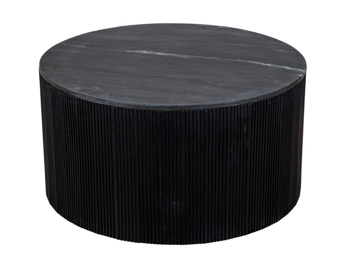 COUCHTISCH Mangoholz vollmassiv 80/42/80 cm rund Schwarz  - Schwarz, Design, Holz/Stein (80/42/80cm) - Livetastic