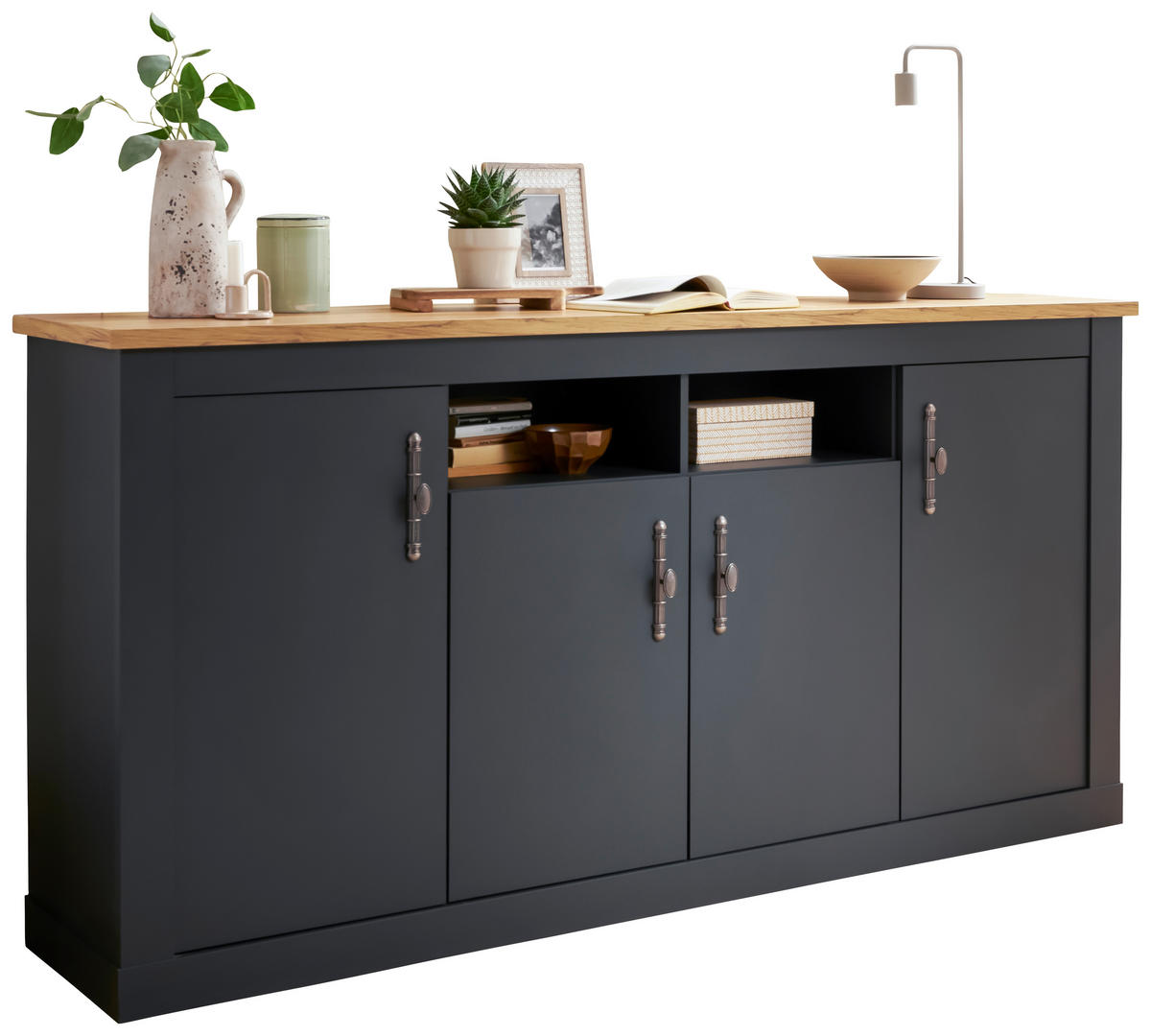 SIDEBOARD  in 200/104/45 cm  - Anthrazit/Silberfarben, Design, Holzwerkstoff/Metall (200/104/45cm) - MID.YOU