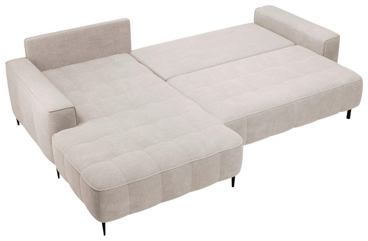 ECKSCHLAFSOFA Florence in Velours Sandfarben  - Sandfarben/Schwarz, Basics, Textil/Metall (166/280cm) - Livetastic