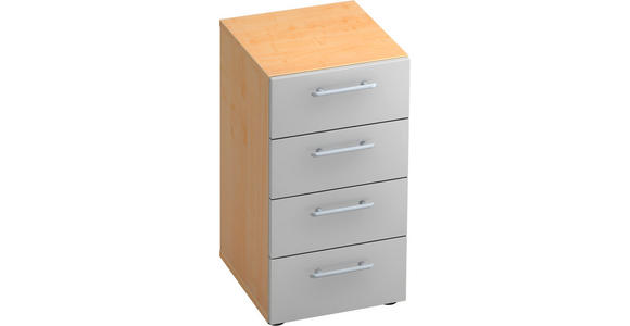 ANSTELLCONTAINER 40/74,8/42 cm  - Silberfarben/Ahornfarben, KONVENTIONELL, Holzwerkstoff/Metall (40/74,8/42cm) - Venda