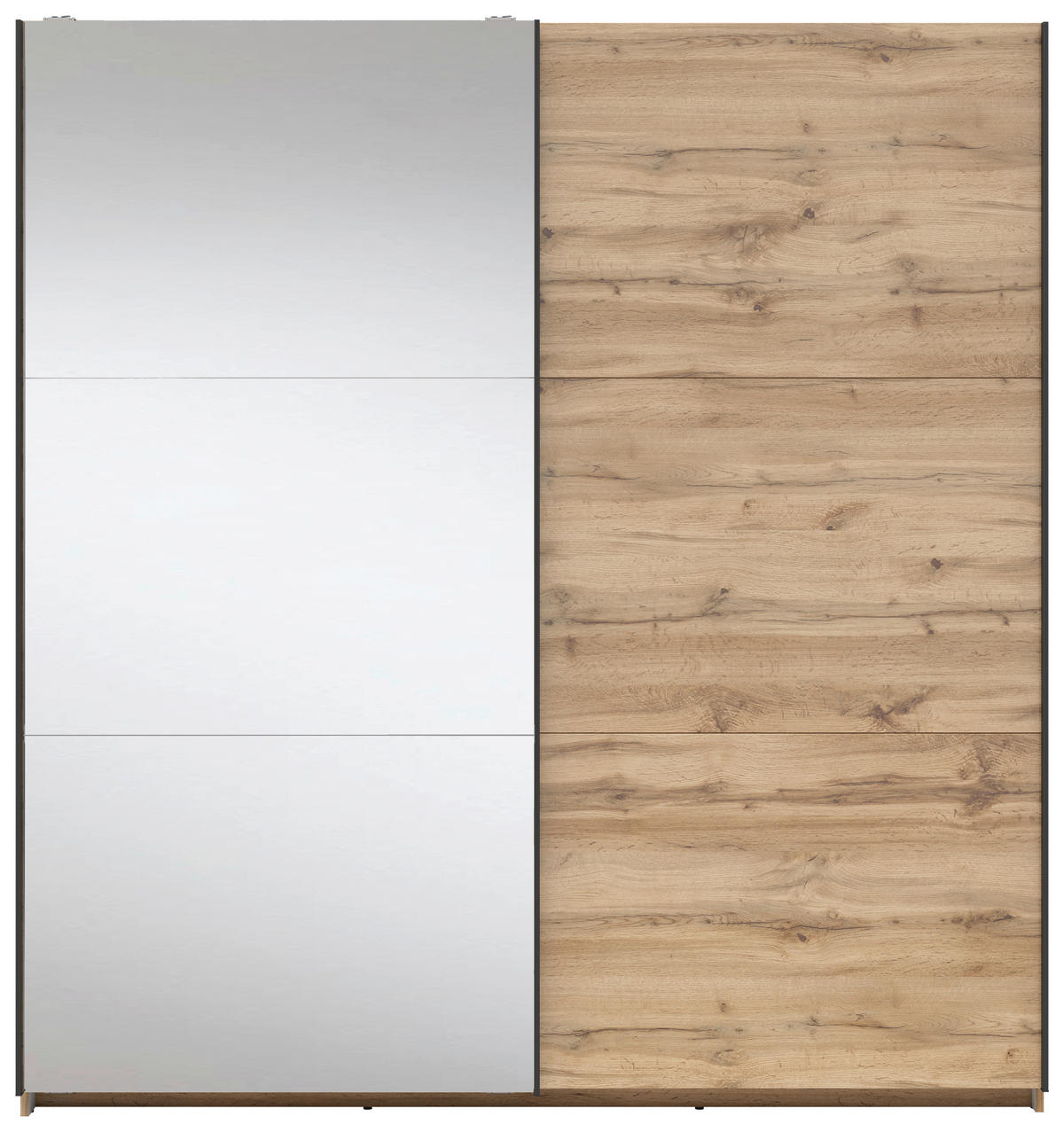 SCHWEBETÜRENSCHRANK  in Eiche Wotan, Klar  - Klar/Anthrazit, MODERN, Glas/Holzwerkstoff (183/195,5/60cm) - MID.YOU