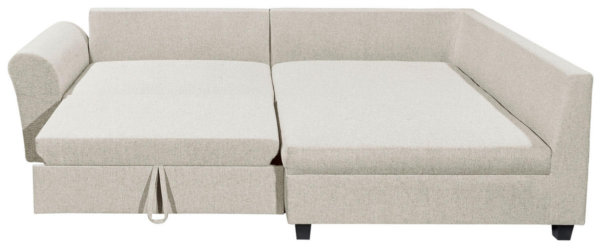 ECKSOFA in Webstoff Beige  - Beige/Schwarz, Modern, Kunststoff/Textil (252/175cm) - Livetastic