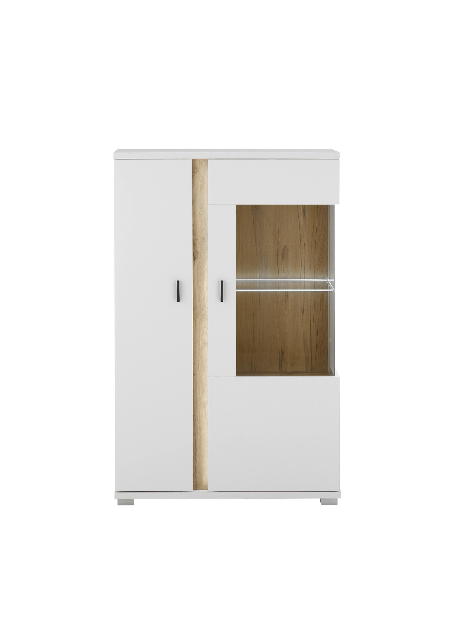 HIGHBOARD  in 80/125/35 cm  - Silberfarben/Eiche Wotan, Design, Glas/Holzwerkstoff (80/125/35cm) - MID.YOU