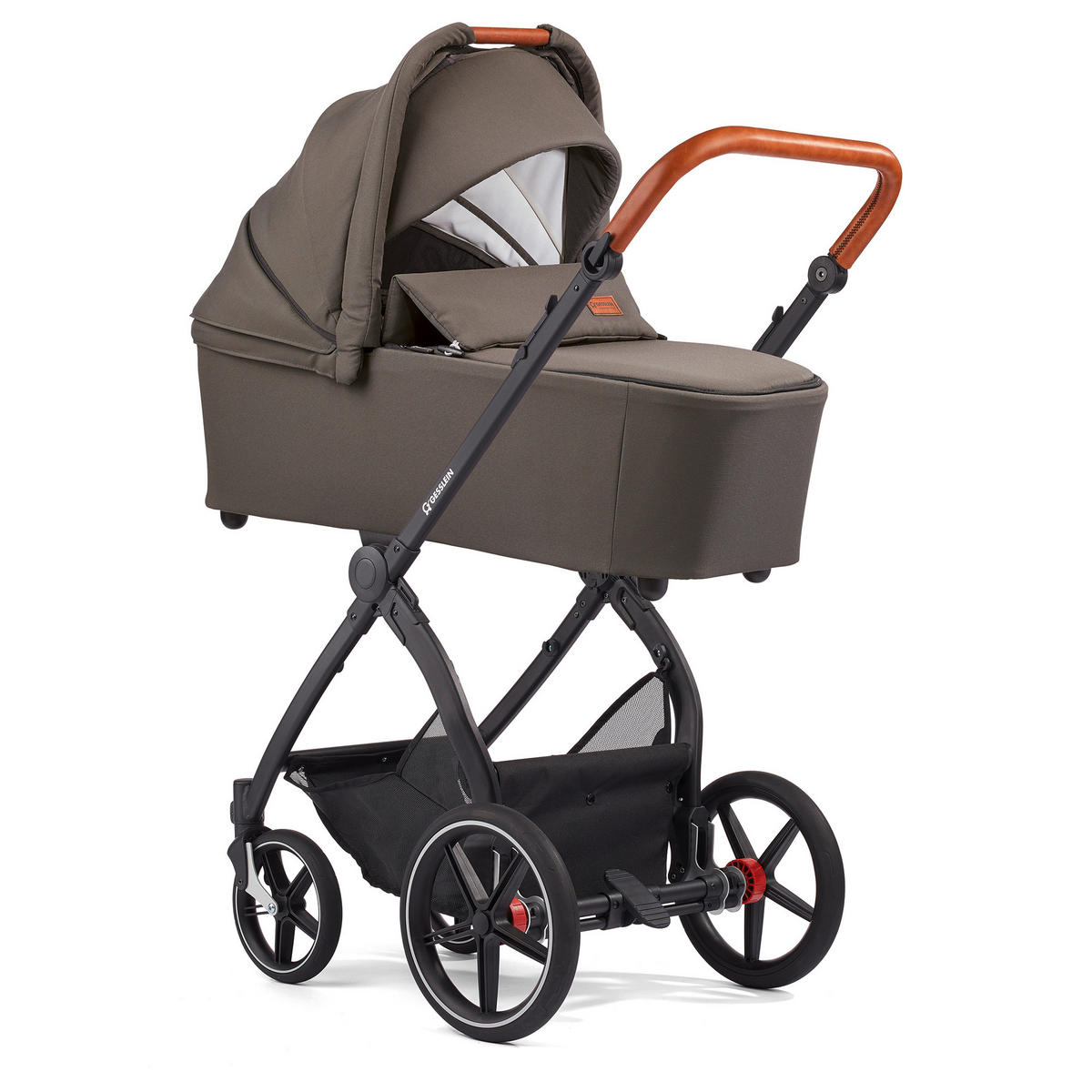 KINDERWAGENSET FX4 Classic  - Cognac/Schwarz, Basics, Leder/Textil (57/129/100cm) - Gesslein