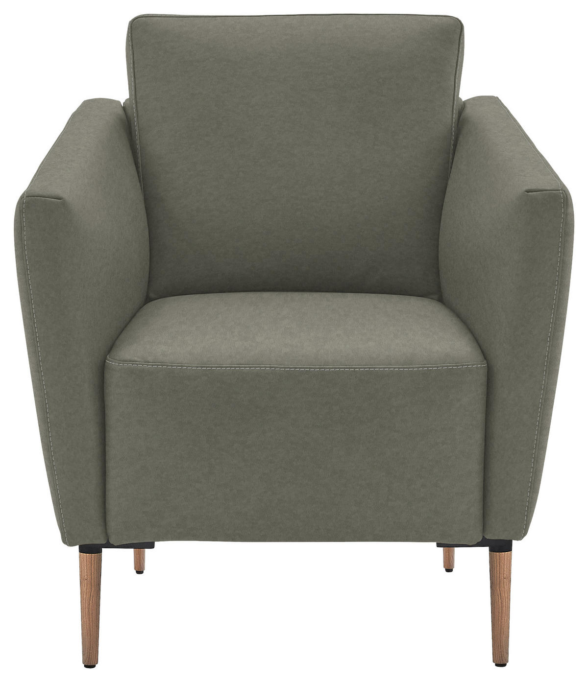 SESSEL in Echtleder Grau  - Eichefarben/Beige, Natur, Leder/Holz (75/84/76cm) - Valnatura