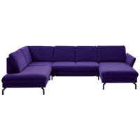 WOHNLANDSCHAFT in Velours Lila, Violett  - Lila/Violett, Design, Textil/Metall (220/335/179cm) - Beldomo System