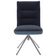 STUHL  Beinauswahl, Lederauswahl, Stoffauswahl, Typenauswahl, Sitzfläche 180° drehbar Flachgewebe  - Blau/Edelstahlfarben, Design, Textil/Metall (49/93/59cm) - Dieter Knoll