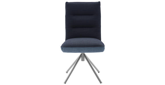 STUHL  Beinauswahl, Lederauswahl, Stoffauswahl, Typenauswahl, Sitzfläche 180° drehbar Flachgewebe  - Blau/Edelstahlfarben, Design, Textil/Metall (49/93/59cm) - Dieter Knoll