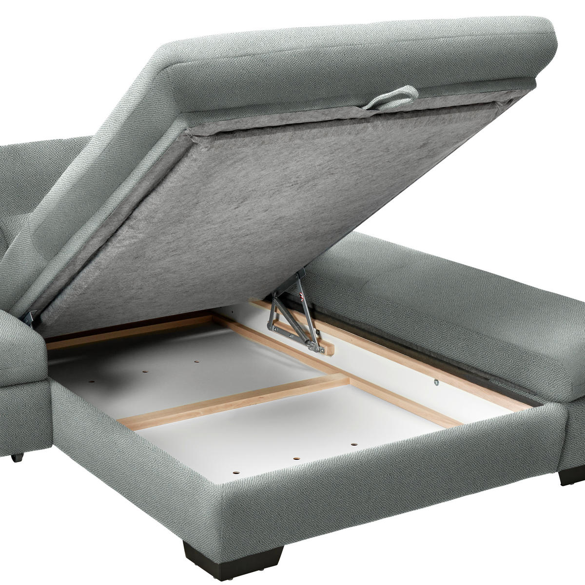 ECKSOFA Flachgewebe Mintgrau  - Mintgrau/Schwarz, Design, Textil/Metall (204/341cm) - Xora